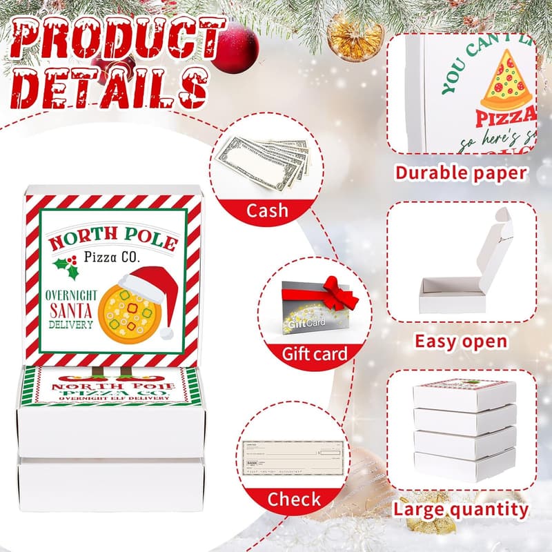 Christmas Mini Pizza Box Gift Card Holders - 24 Pcs