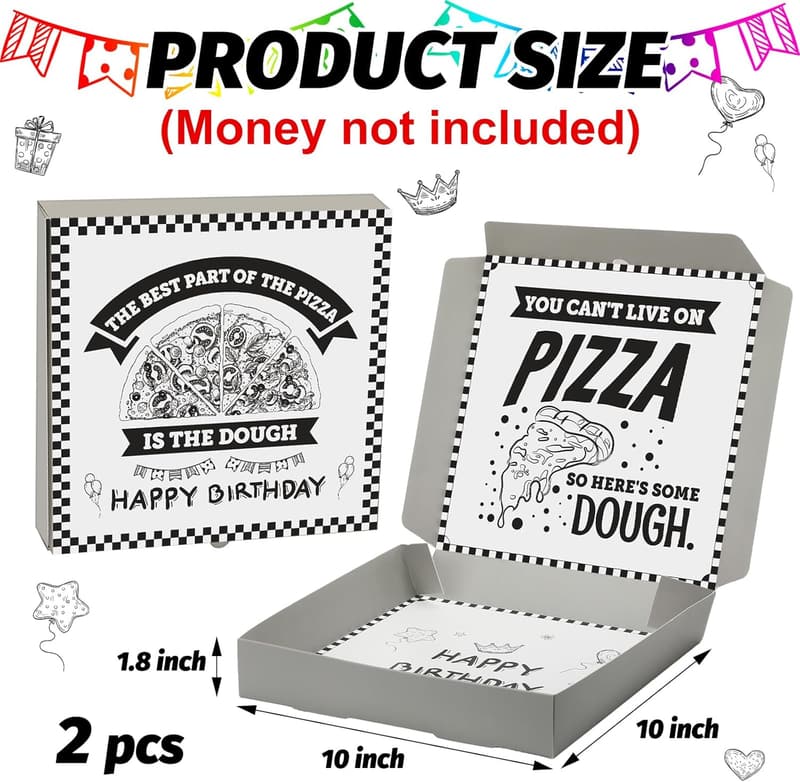 Birthday Pizza Money Box Set - 2 Fun Gift Holders, 10