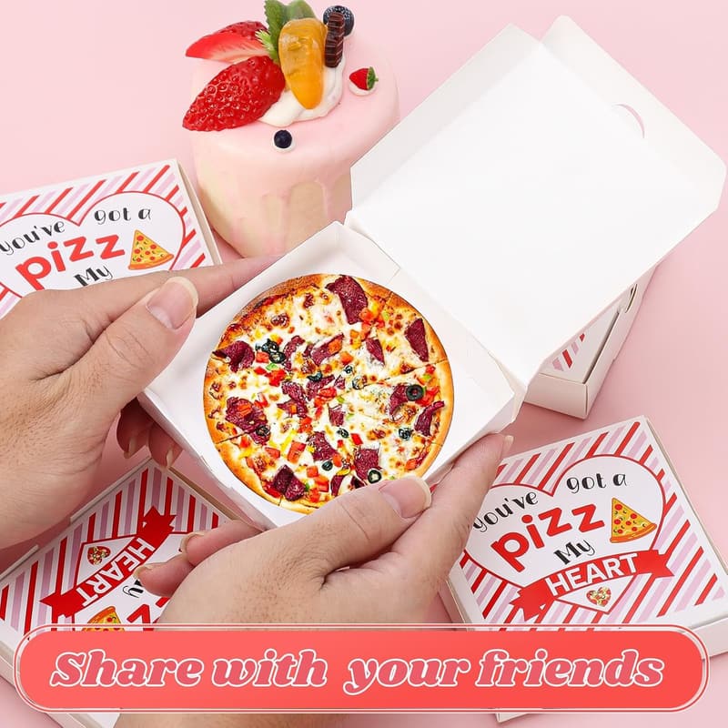 Valentine's Day 50-Count Mini Pizza Boxes with Stickers