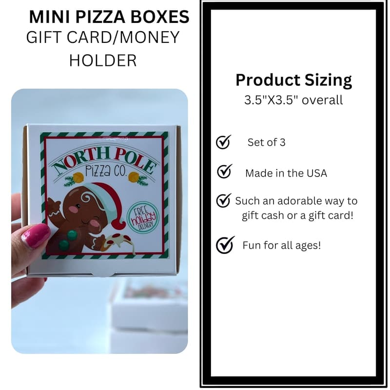 Christmas Funny Money Holder - Mini Pizza Box Gift Card Envelopes