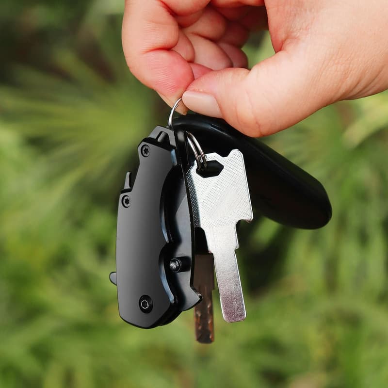 Compact Black Pocket Knife for Men – EDC Keychain Clip
