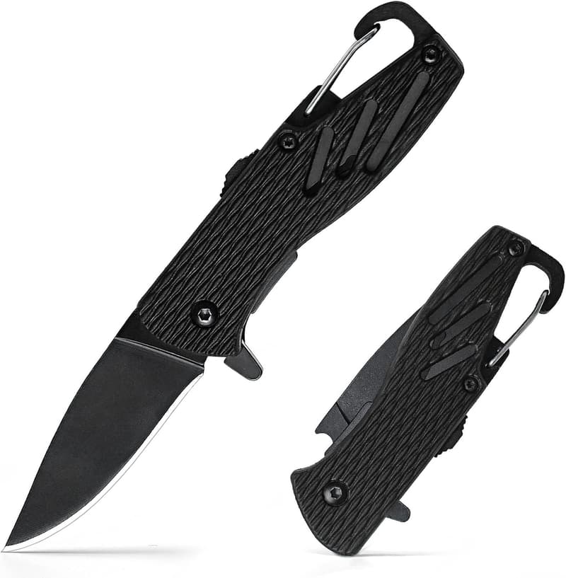 Compact Folding Knife Keychain with Safety Lock & Bottle Opener