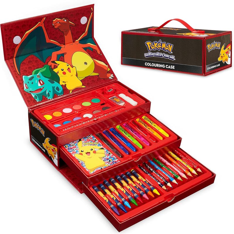 Kids' Pokémon Painting & Coloring Set - 40+ Pcs Travel Case