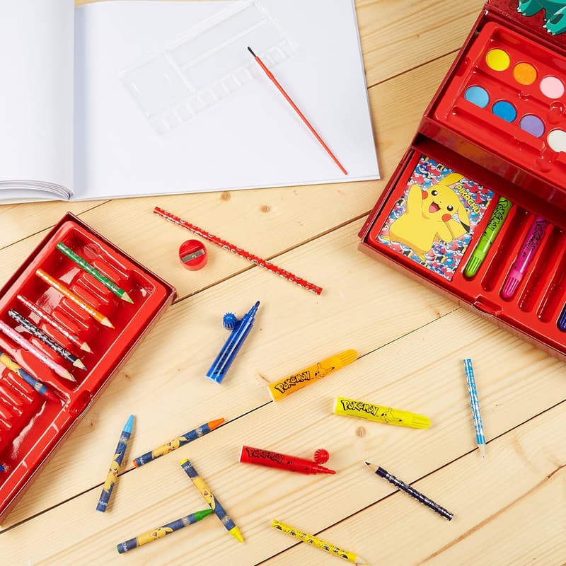 Kids' Pokémon Painting & Coloring Set - 40+ Pcs Travel Case