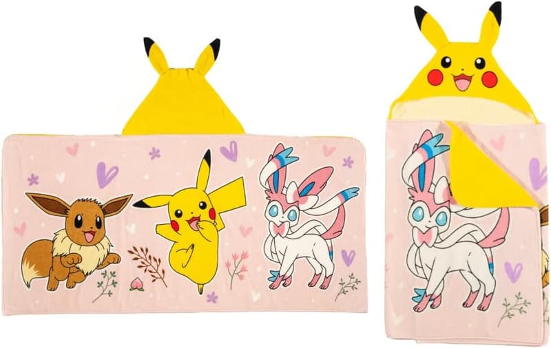 Pokemon Hooded Towel Wrap for Kids - Soft Cotton, 24