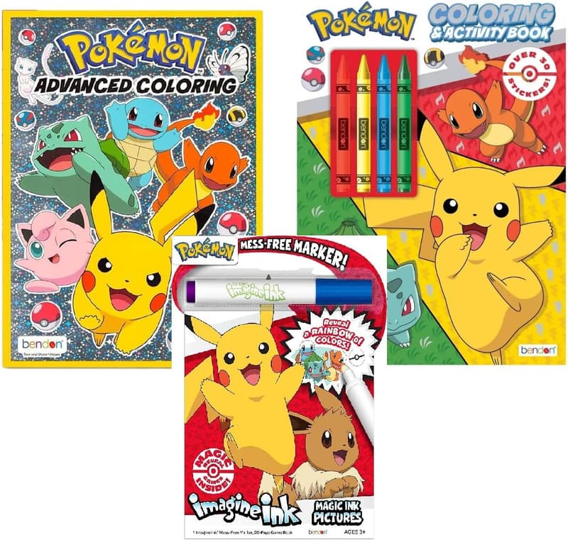 Pokemon Coloring Books Bundle for Kids Ages 4-8 with Stickers