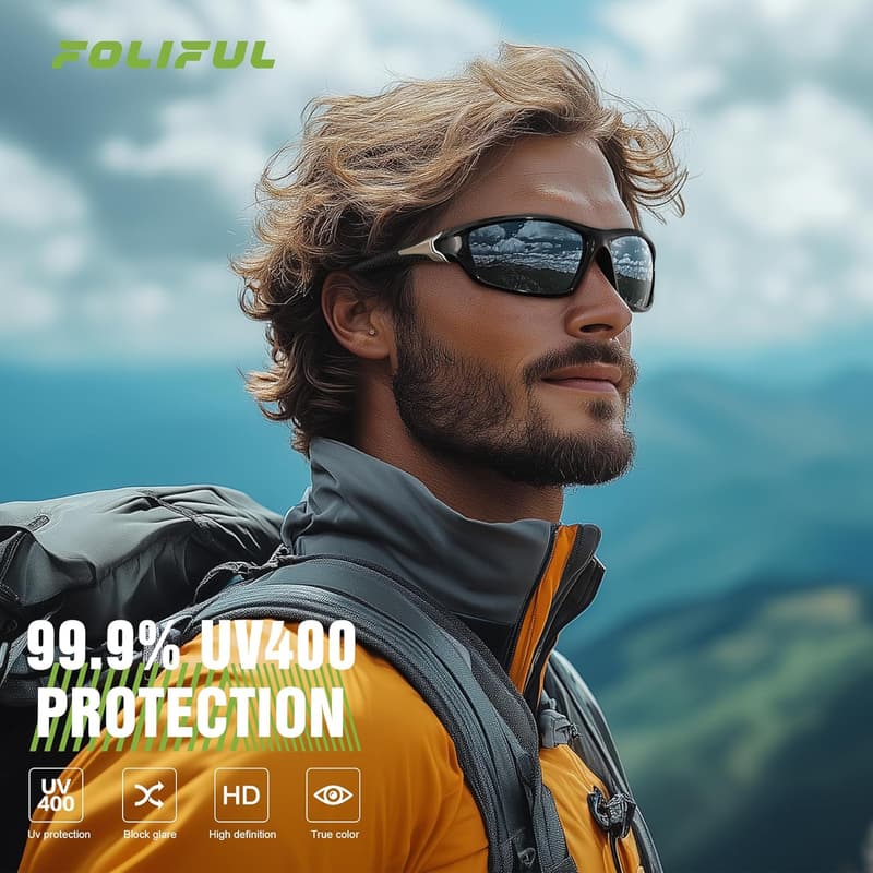 Men's Polarized Sports Sunglasses - UV400 Protection (3 Pack)