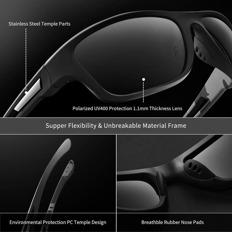 Polarized Sports Sunglasses for Men & Women - UV400 Protection
