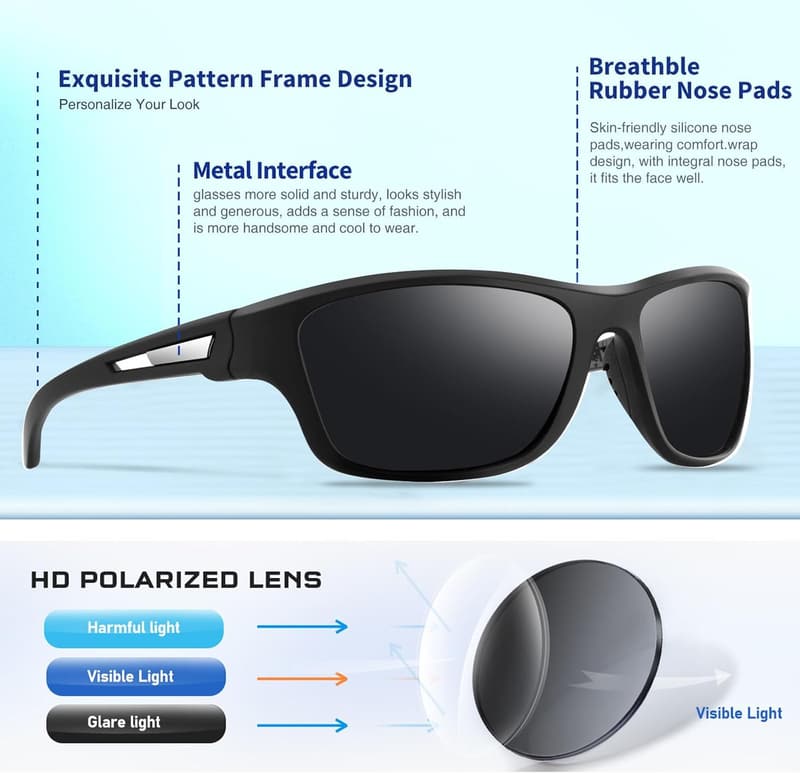 Polarized Sports Sunglasses for Men & Women - UV400 Protection