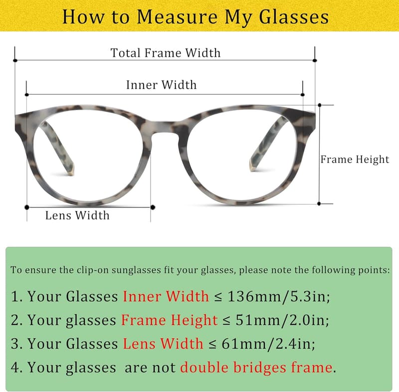 Polarized Clip-On Sunglasses for Prescription Glasses