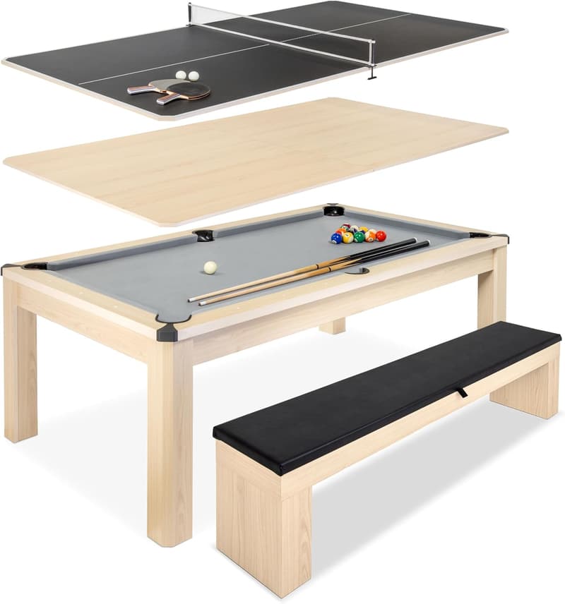 7 ft 3-in-1 Pool, Dining & Table Tennis Combo Table