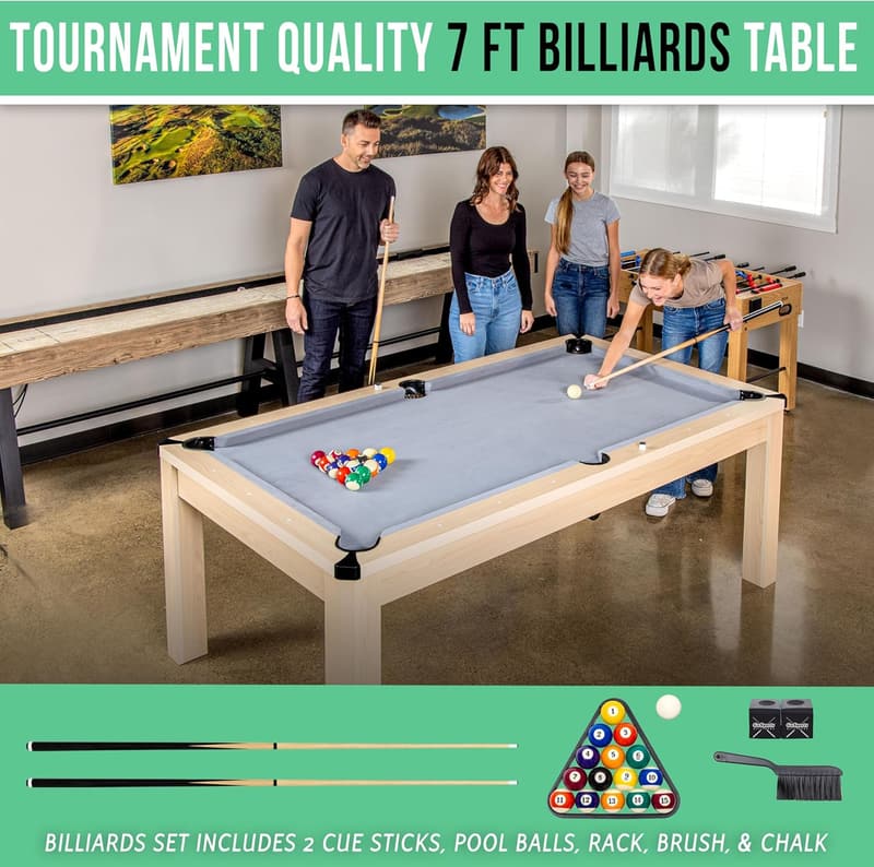7 ft 3-in-1 Pool, Dining & Table Tennis Combo Table