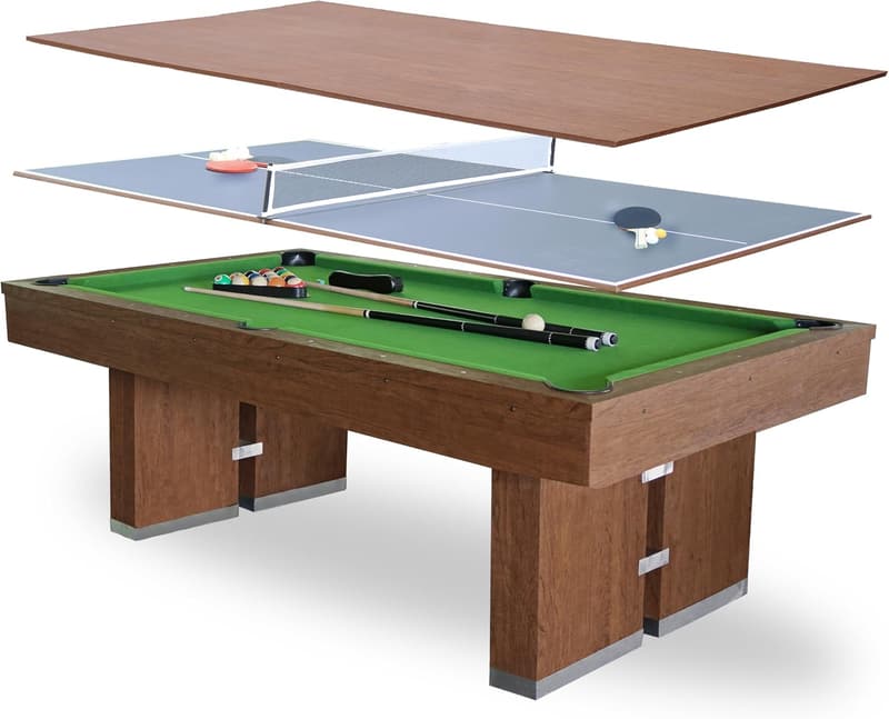 7 FT Combo Pool Table with Dining Top and Benches