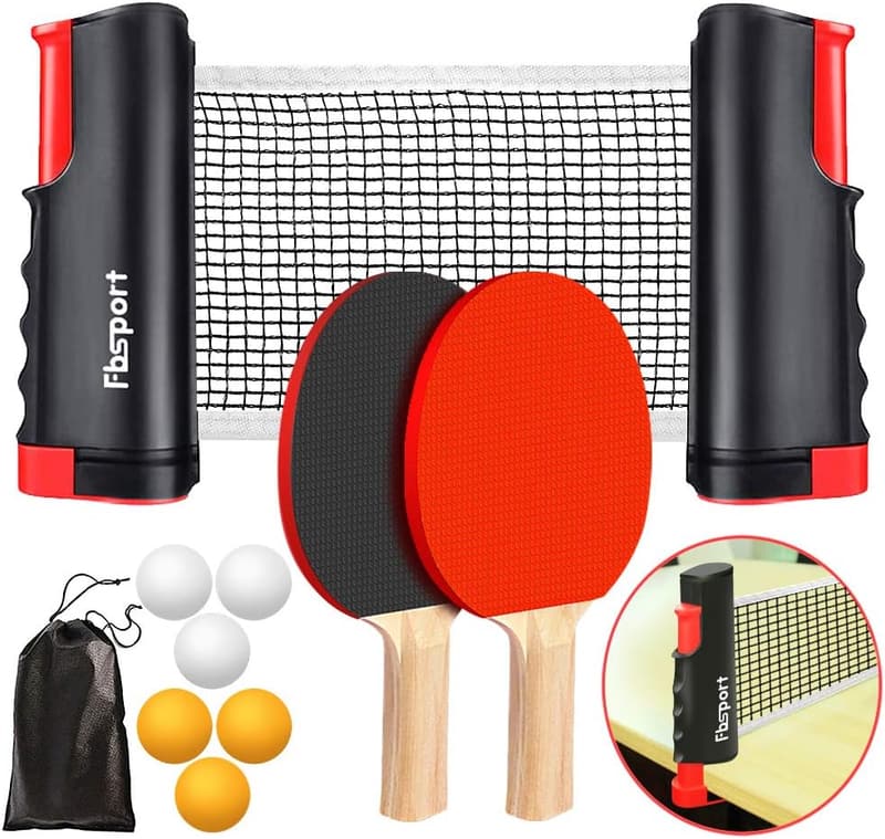 Portable Table Tennis Set with Retractable Net and Carry Bag