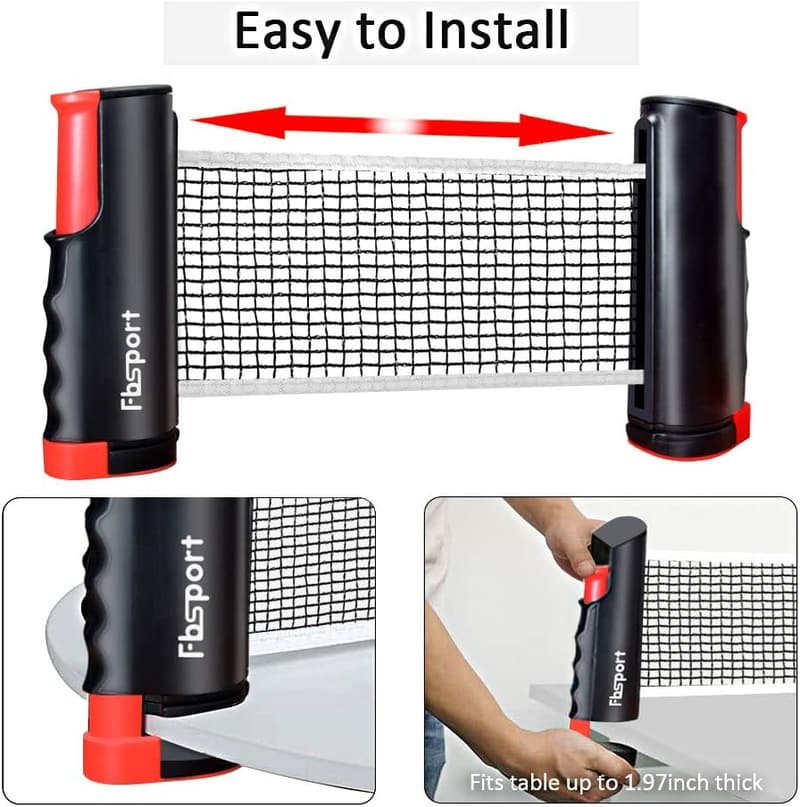 Portable Table Tennis Set with Retractable Net and Carry Bag