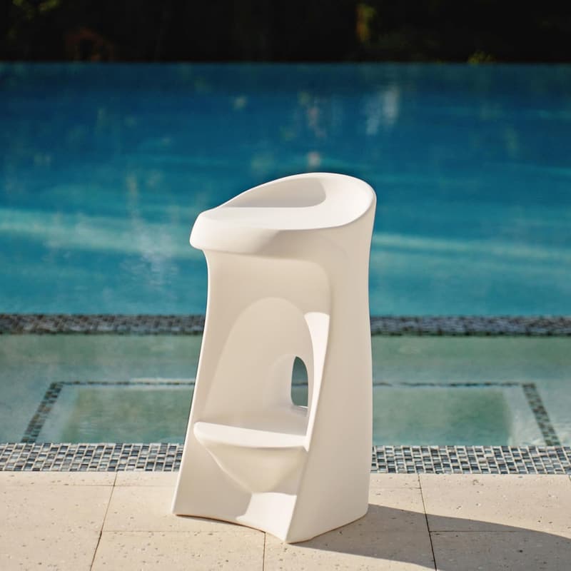 Outdoor Waterproof Bar Stool, Durable Resin, White