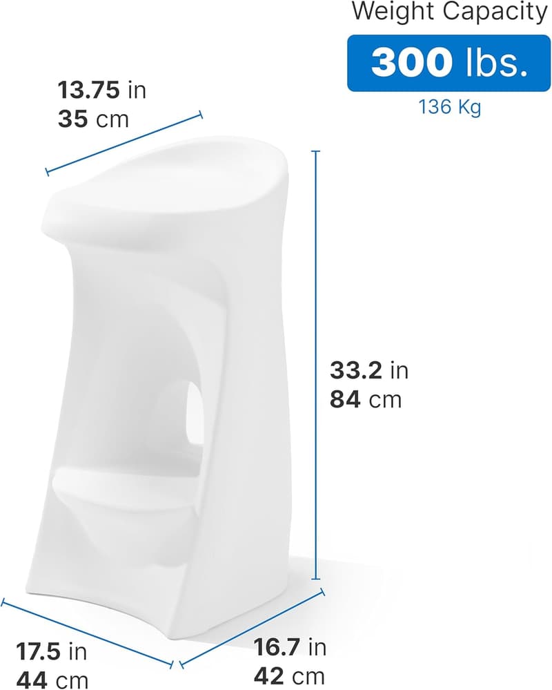 Outdoor Waterproof Bar Stool, Durable Resin, White