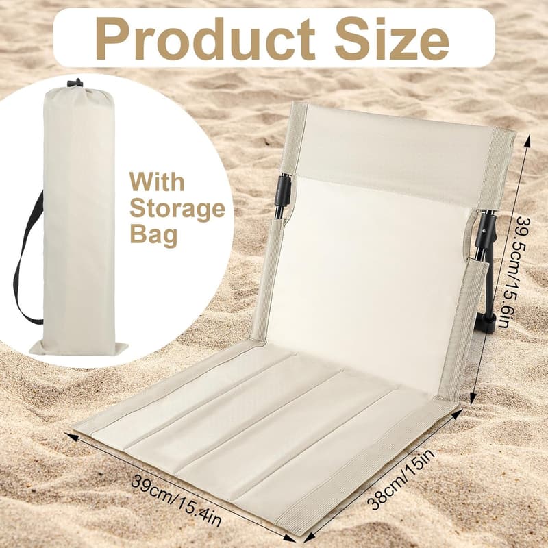 Portable Foldable Pool Chairs - 2 Pcs (Light Beige)
