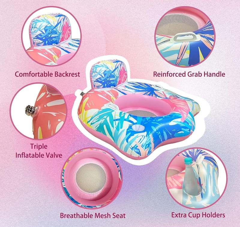 Solar-Powered Inflatable Pool Chair with Color Changing Light