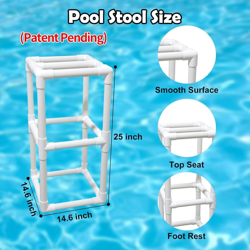 Underwater Pool Stools with Foot Rest - 2 Pack, 25 Inch