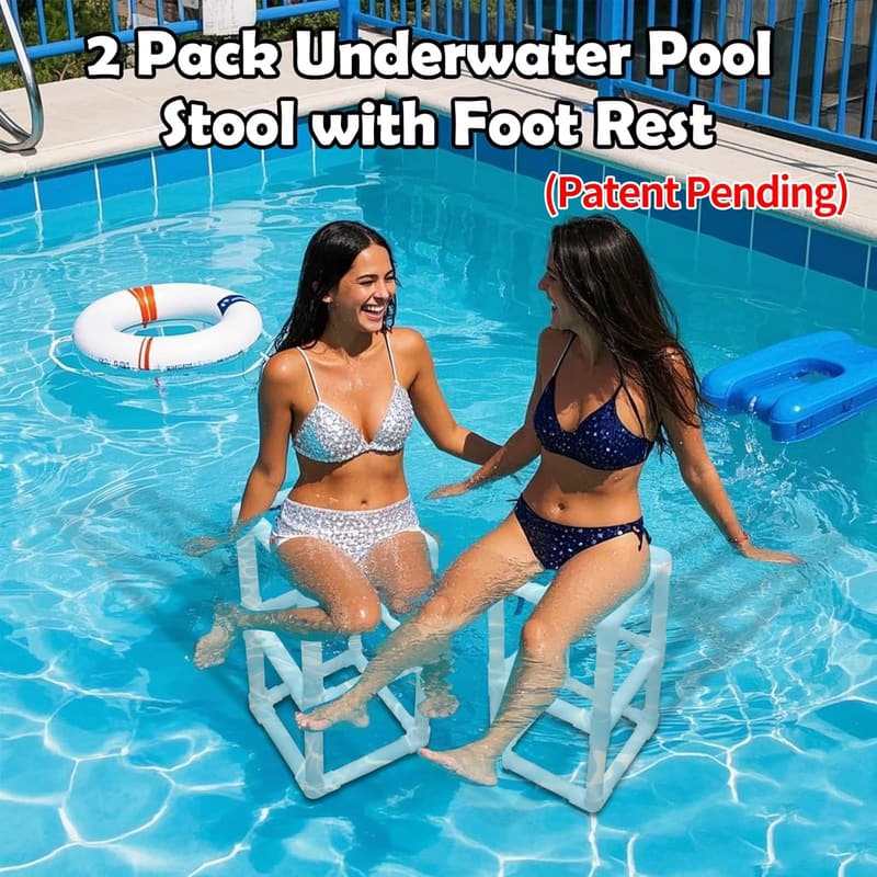 Underwater Pool Stools with Foot Rest - 2 Pack, 25 Inch