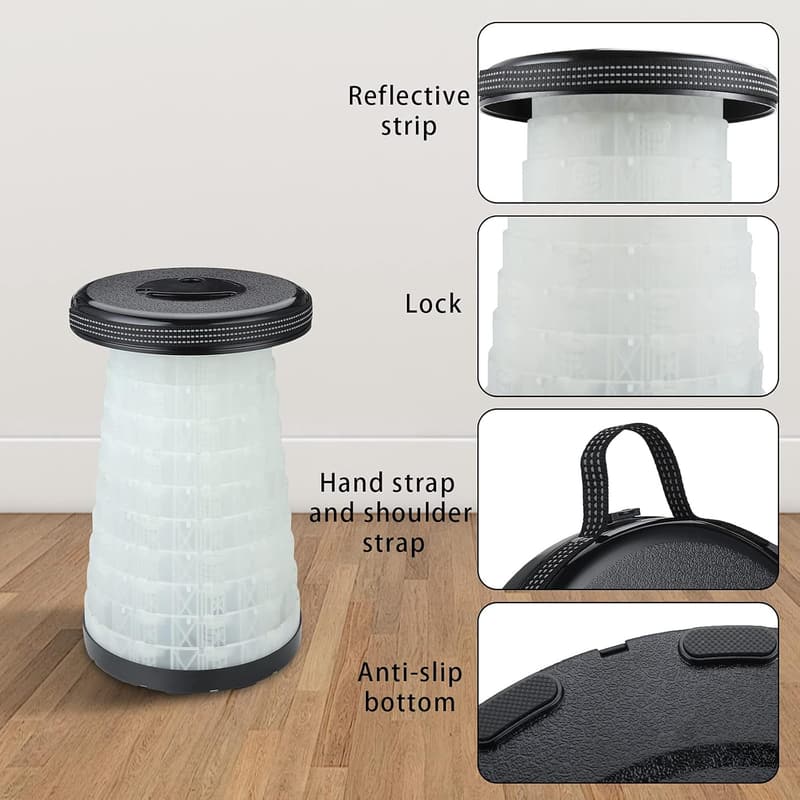 Portable Collapsible Folding Stools for Camping & Fishing (Black)