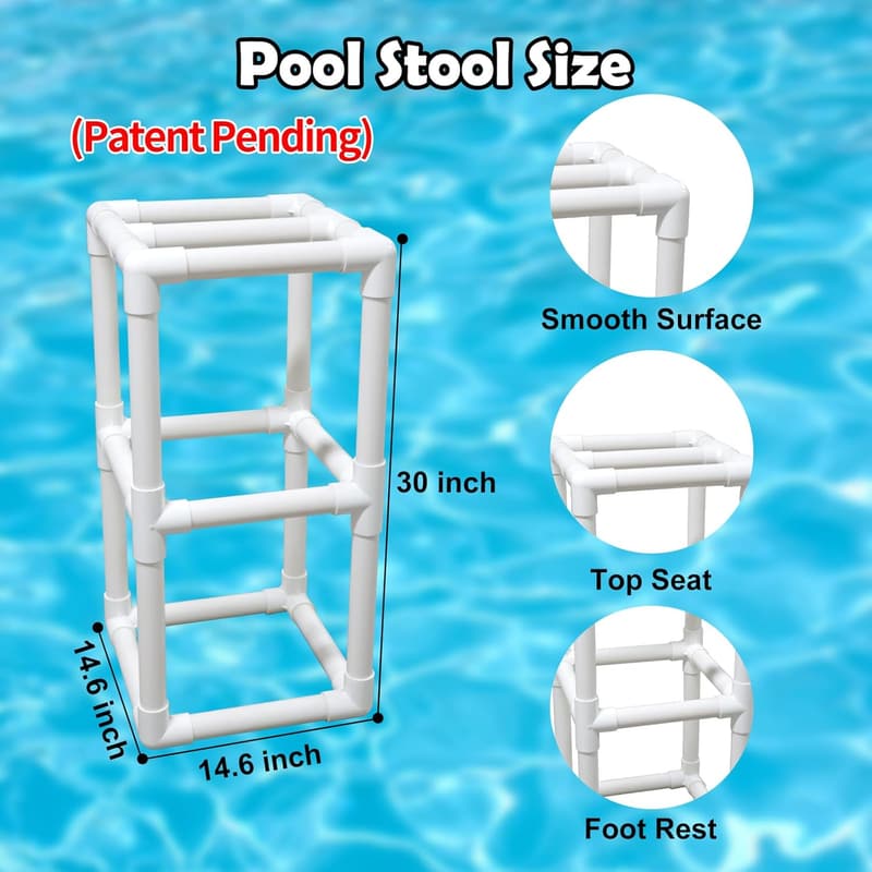 Underwater Pool Stool with Foot Rest - 30 Inch Relaxation Chair