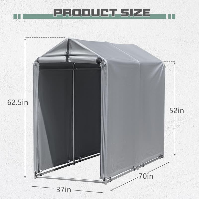 Outdoor Metal Frame Storage Shed with Rollup Door - 6' x 3'