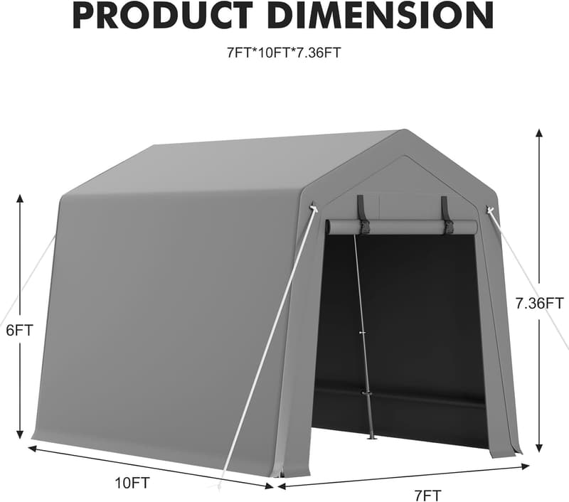 6x8 FT Portable Waterproof Storage Shed for Bikes & Tools