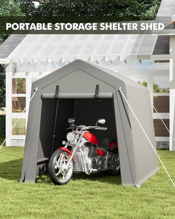 6x8 FT Portable Waterproof Storage Shed for Bikes & Tools