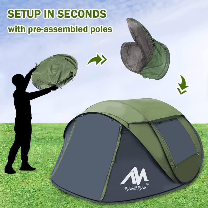 AYAMAYA 4-Person Waterproof Camping Tent with Skylight