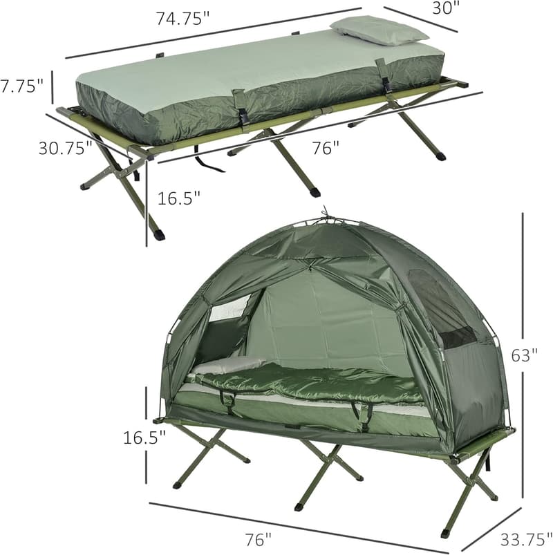 Portable Folding Camping Cot with Sleeping Bag and Air Mattress