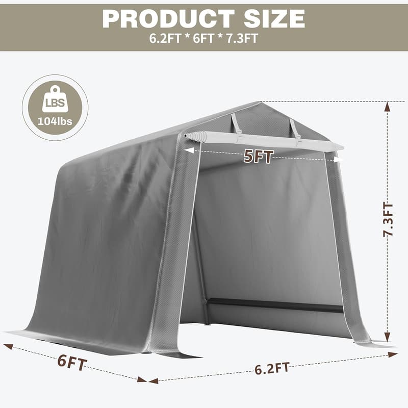 Outdoor Portable Storage Shed - 6x6ft Waterproof Tarp