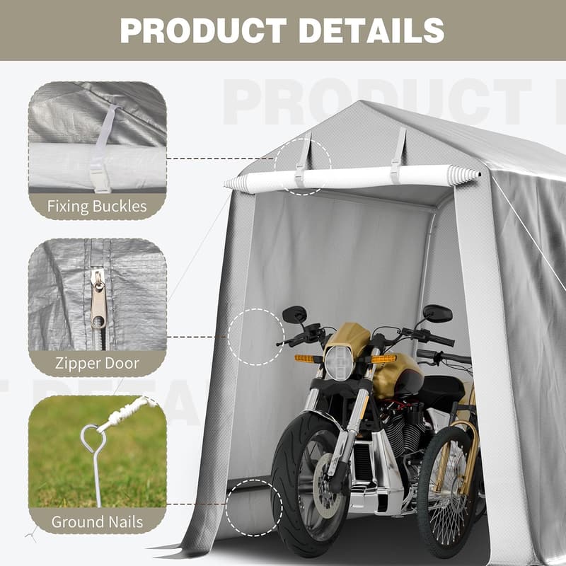 Outdoor Portable Storage Shed - 6x6ft Waterproof Tarp