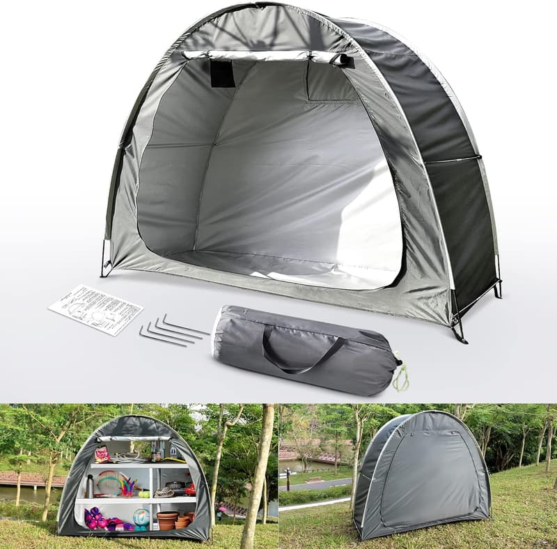 Portable Waterproof Bike Storage Tent for 3-4 Bikes - Grayish Green
