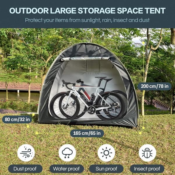Portable Waterproof Bike Storage Tent for 3-4 Bikes - Grayish Green