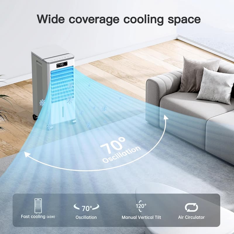 Portable Evaporative Air Cooler with Timer & Remote Control