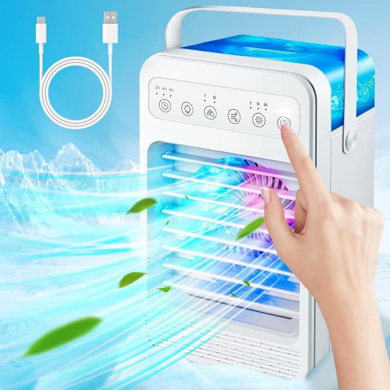 Mini Portable Air Conditioner with 4 Speeds and 7 Colors