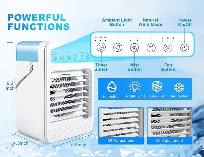 Mini Portable Air Conditioner with 4 Speeds and 7 Colors
