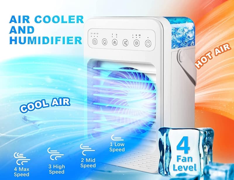 Mini Portable Air Conditioner with 4 Speeds and 7 Colors