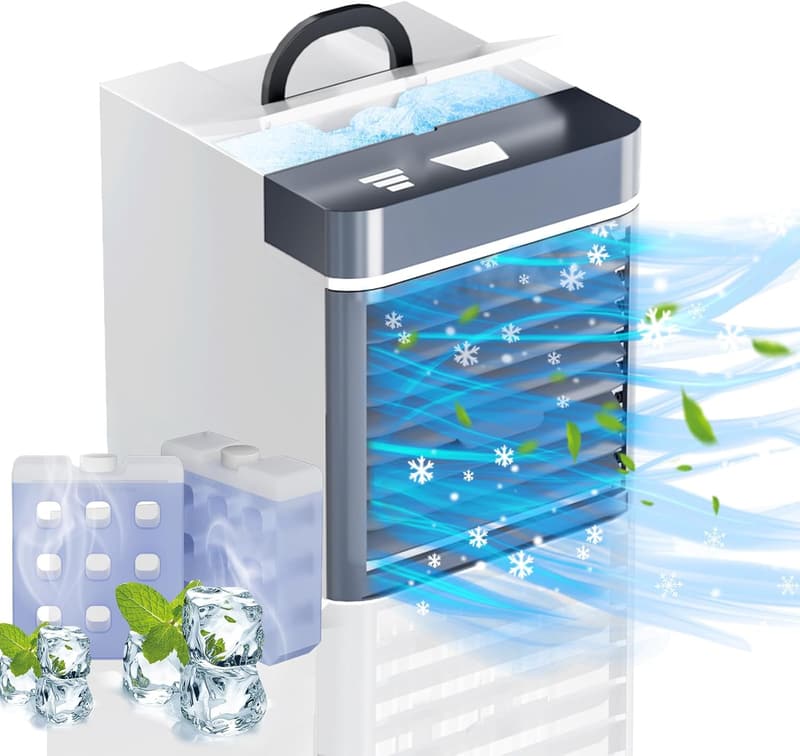 Mini Portable Air Conditioner with Ice Packs - 3 Speed Cooler
