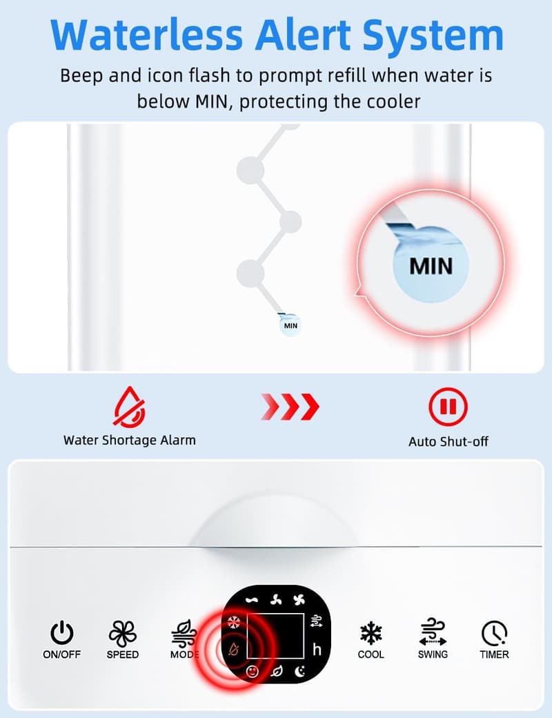 Portable Air Conditioner with 4 Modes & 3 Speeds for Bedrooms