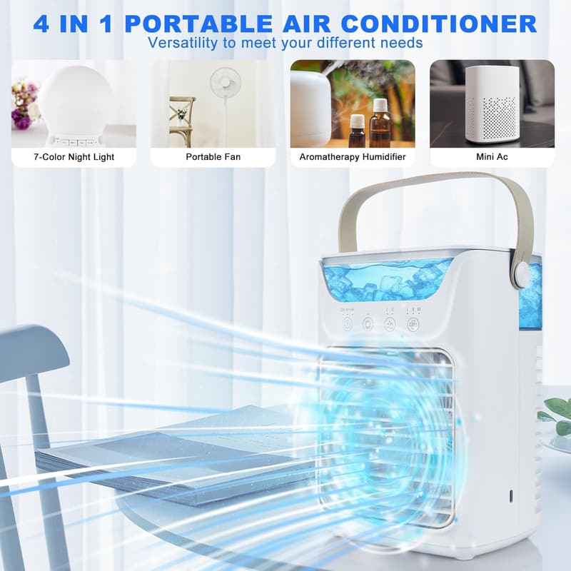 4-in-1 Portable Air Conditioner Fan with 700ML Tank
