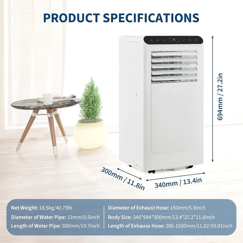 8,000 BTU Portable AC Unit for Rooms Up to 350 Sq.Ft.