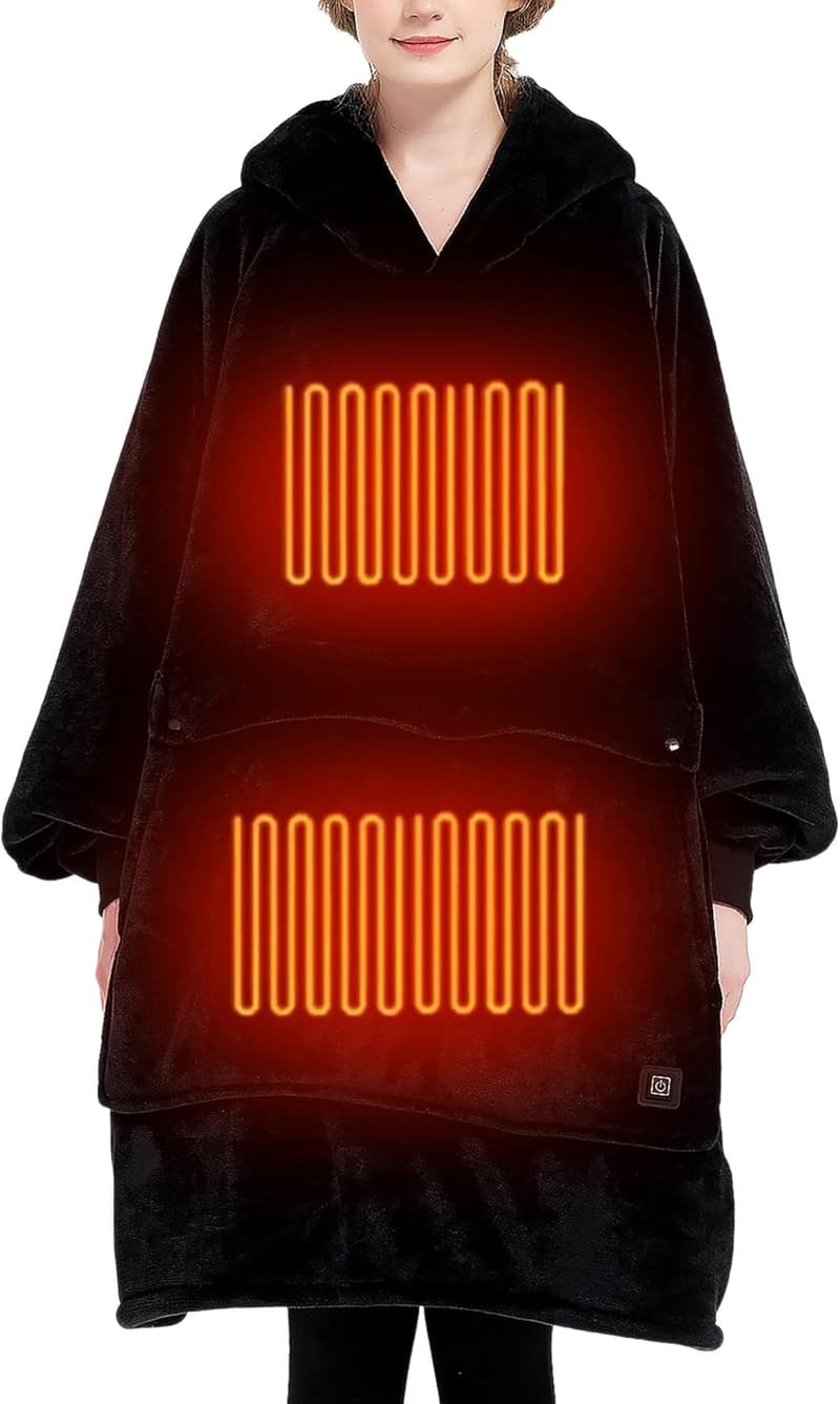 Portable Battery-Operated Heated Hoodie Blanket for Outdoor Use