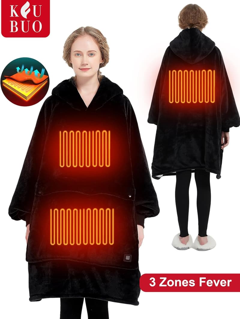 Portable Battery-Operated Heated Hoodie Blanket for Outdoor Use