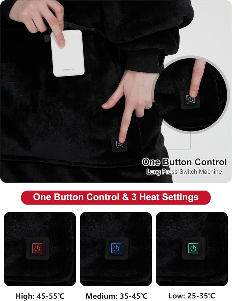 Portable Battery-Operated Heated Hoodie Blanket for Outdoor Use