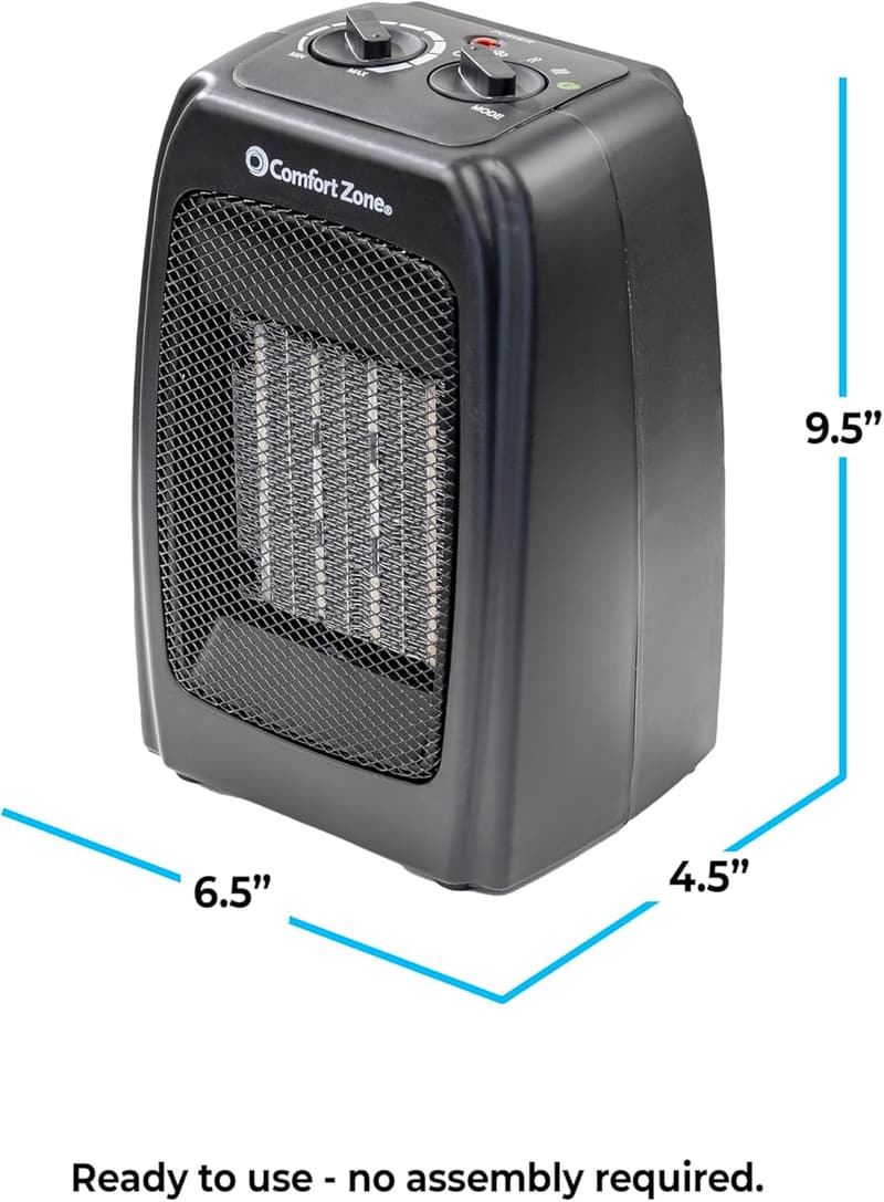 1500W Ceramic Heater with Adjustable Thermostat for Home Use