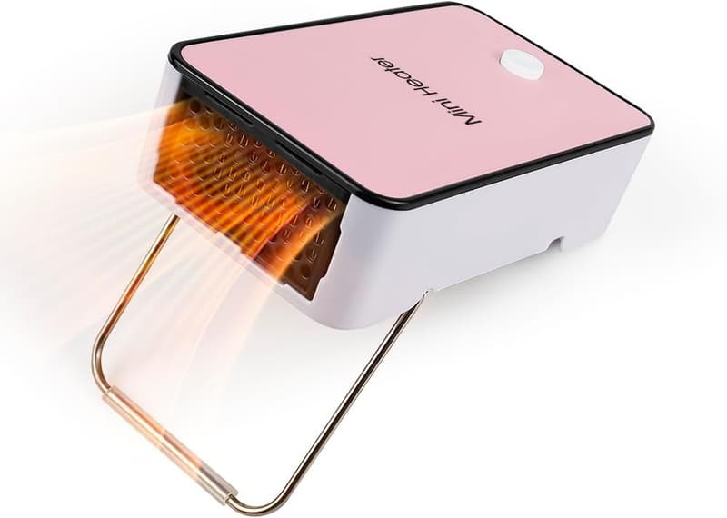 Portable Mini Electric Space Heater - Pink for Room & Office