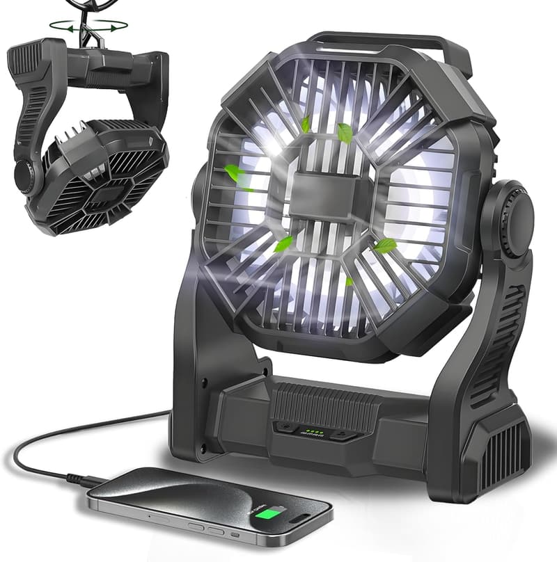 Rechargeable 20400mAh Portable Fan with LED Lantern